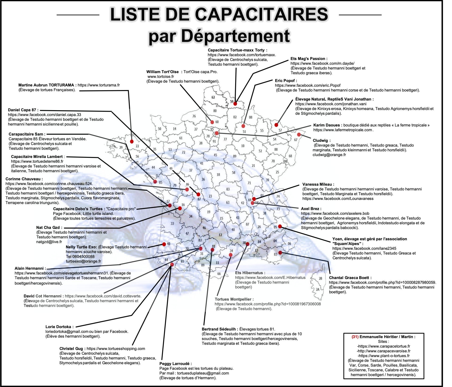 Capacitaire liste carte